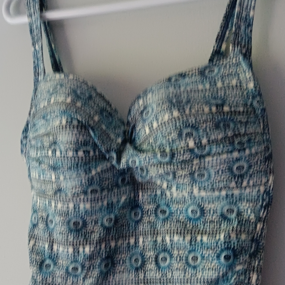 Niptuck One Piece Joanne Swimsuit Multi Fit Cups Side Panel Blue White Size 10 - Picture 8 of 11